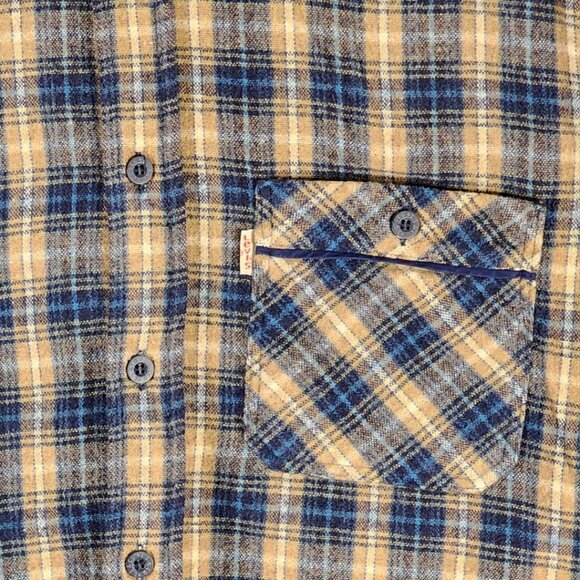 Levi's California VTG Yellow Plaid Wool Cotton Blend Shirt - Picture 2 of 4